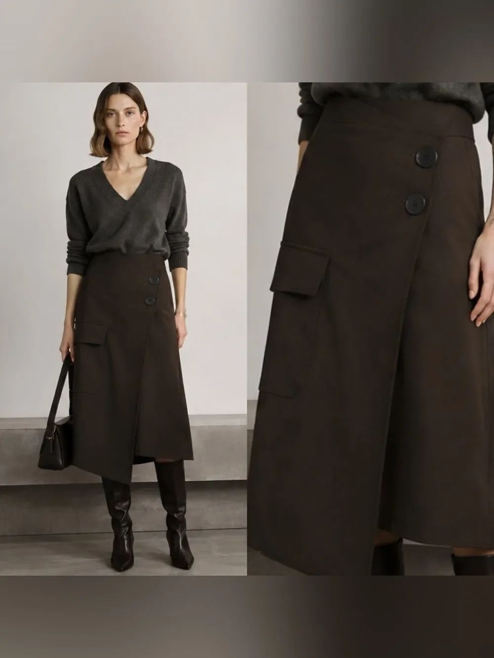 NWT MIJEONG PARK asymmetrical cargo midi wrap skirt